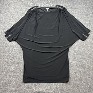 Cache Small Black Dolman Batwing Sleeve Tunic Rhinestone Trim Evening Top